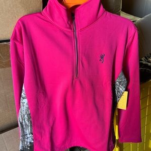 Browning Womens Pink and Black 1/4 Quarter Zip Pullover